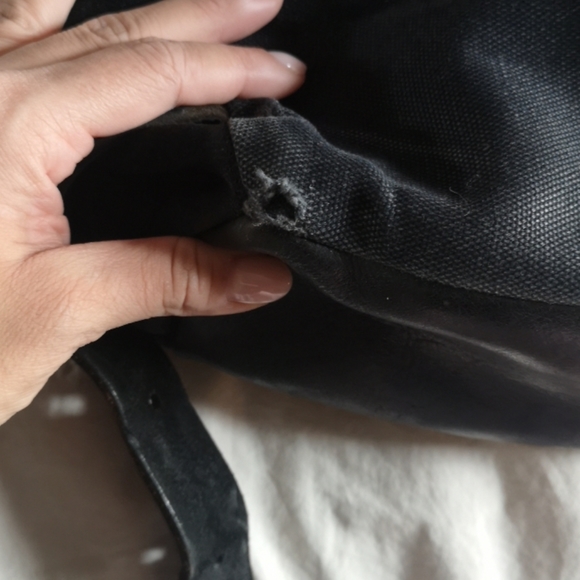 Handmade Leather, suede and canvas backpack - Picture 5 of 5